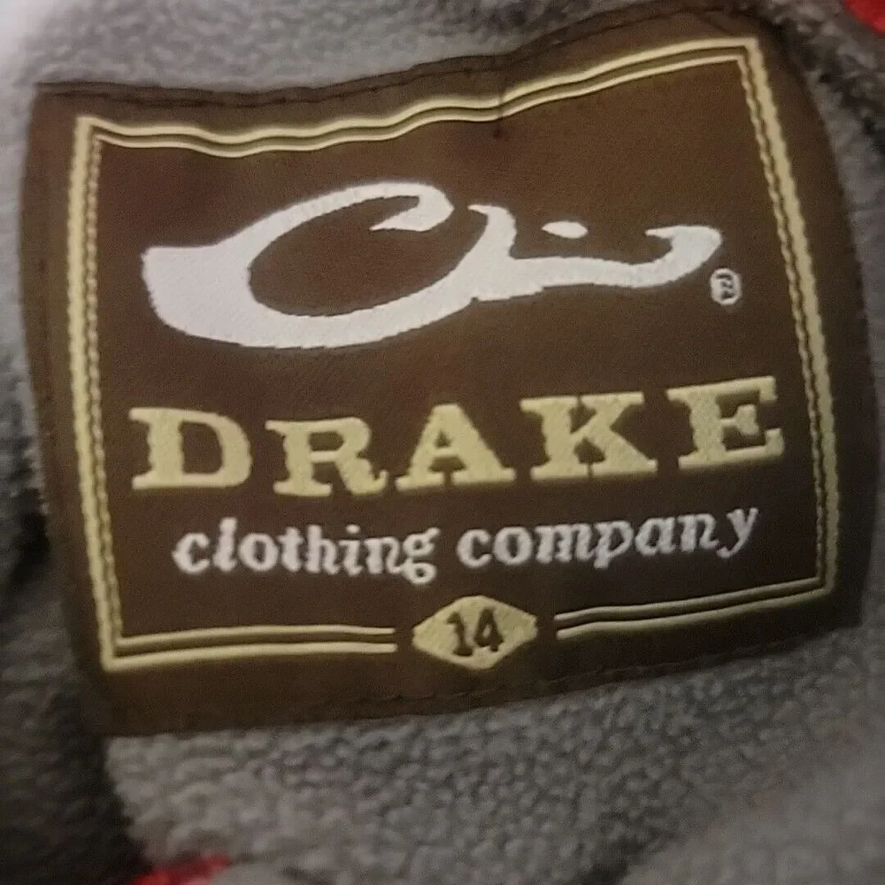 Drake Waterfowl Fleece‎ Youth 14 Gray 1/4 Zip Pullover